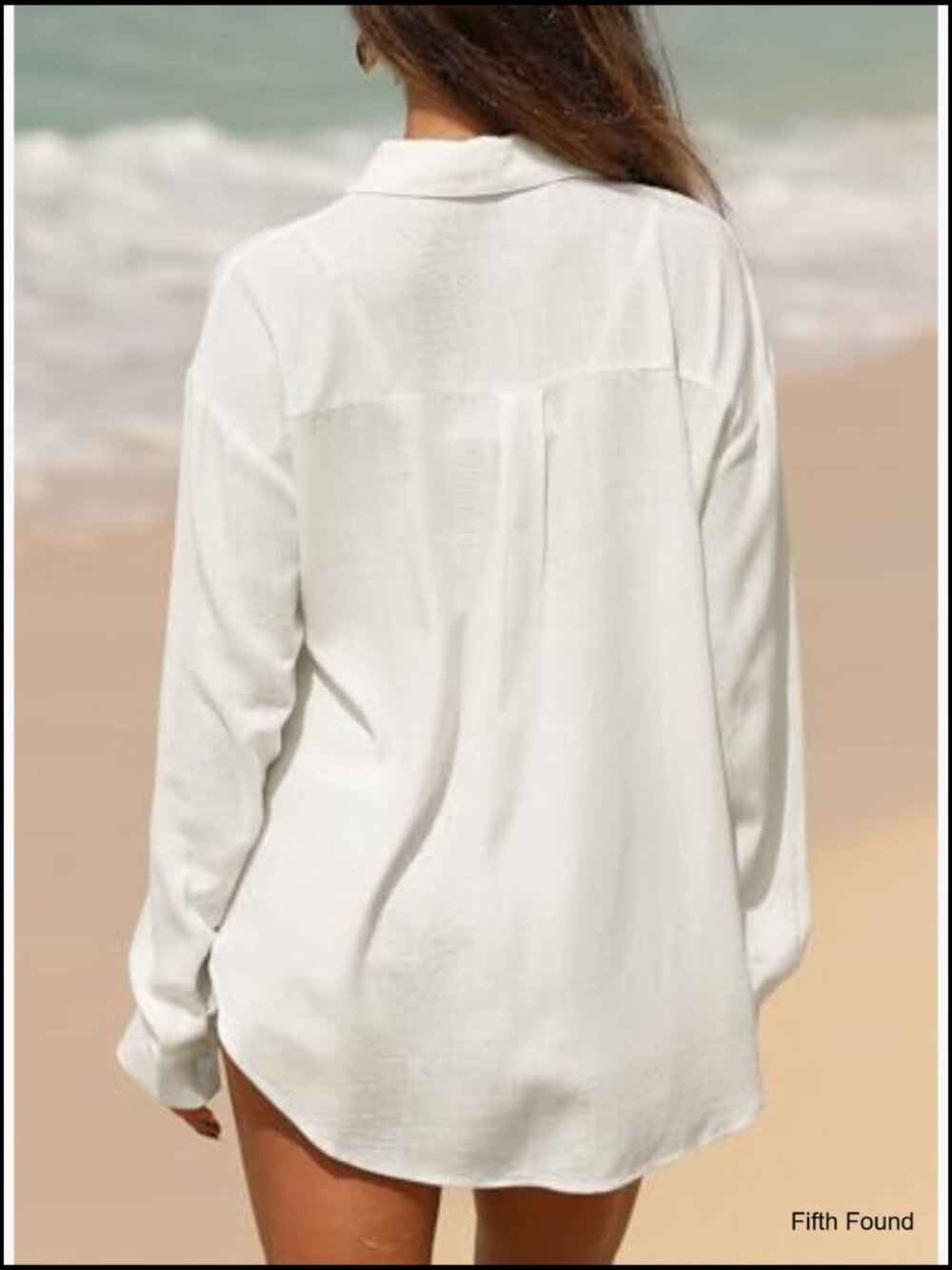 Linen Cotton Button Down Blouse V Neck Long Sleeve Loose Fit Tunic Top - Picture 5 of 7